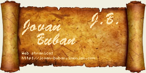 Jovan Buban vizit kartica